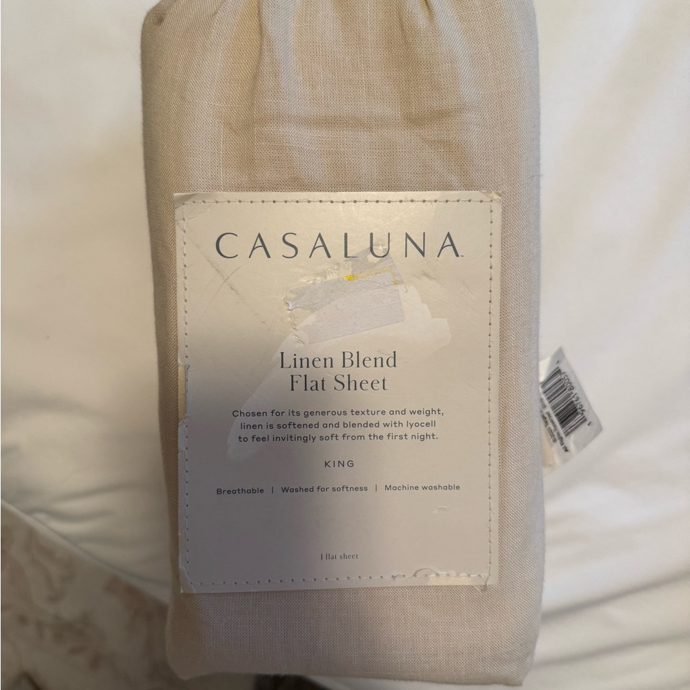Casaluna Linen Blend Flat Sheet - natural KING